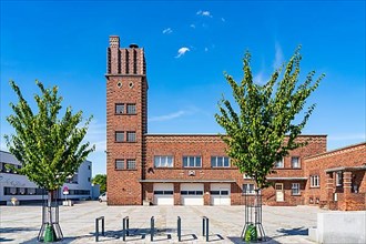 Historic fire station with clinker brick architecture, Welzow
