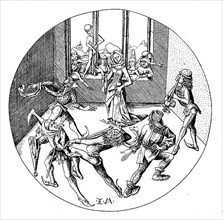 The Dance Around the Ring, facsimile of the copper engraving by Israhel van Meckenem