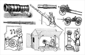 Illustrations of various types of weapons of the oldest artillery, Germany