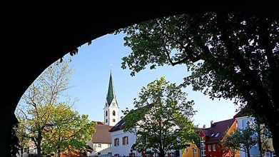 Townscape of Bad Saulgau, here the so-called Schoenblick on the Johanneskirche. Sigmaringen