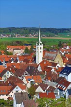 Townscape of Bad Saulgau with St. John's Church. Sigmaringen, Tuebingen