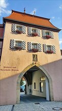 Upper gate of Wassertruedingen in fine weather. Wassertruedingen, Ansbach