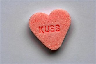 Peppermint Heart with Kiss Inscription,