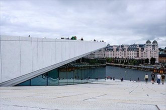 Sloping marble staircase to the roof of the Oslo Opera House, Operahuset Oslo