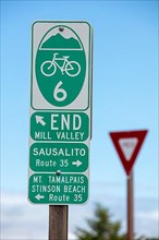 Bicycle Route Signs to Sausalito and Mill Valley, Golden Gate Area