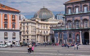 Piazza del Plebiscito with the Galleria Umberto I with dome, Naples