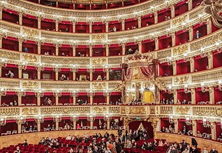 Auditorium with royal box in the opera house Real Teatro di San Carlo, Naples