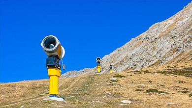 Futuristic snow cannons in the Merano 2000 ski and hiking area, near Merano