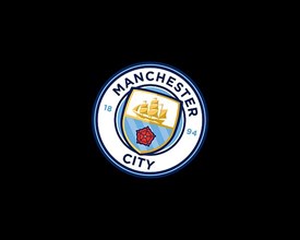 Manchester City F. C. Rotated Logo, Black Background B