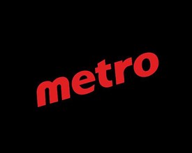 Metro Inc. rotated logo, black background