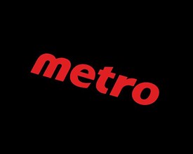Metro Inc. rotated logo, Black background B