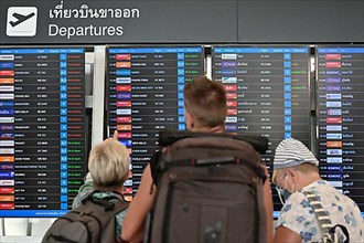 Display board flight connections departures, Bangkok