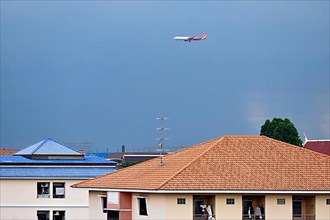 House roofs and aircraft Vietjet Air, Bangkok
