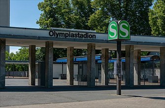 Entrance to the Olympiastadion S-Bahn station in Trakener Allee, Berlin