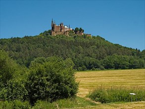 Hohenzollern Castle on the 855m high Burgberg in the municipality of Bisingen, Hohenzollern Castle