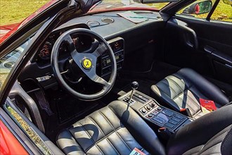 View inside dashboard of historic classic sports car Ferrari GTS turbo, Classic Days