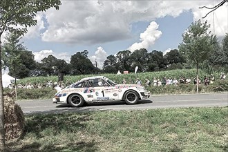Classic historic race car Porsche 911 for Rally Group 4 by Almeras Freres at Show Race for Classic Cars, Schloss Dyck