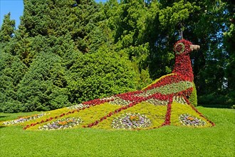 Flower sculpture, peacock