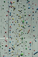 Climbing aids on concrete wall, climbing tower of the German Alpine Club