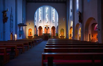 Interior view of St. James Church, Ruedesheim am Rhein