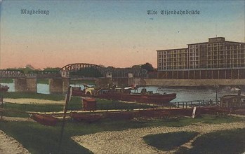Old railway bridge in Magdeburg, Saxony-Anhalt