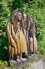 Pfullinger Sagenweg, wooden figures by Billy Troege