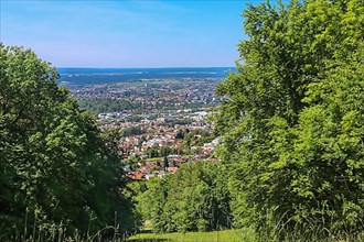 Pfullinger Sagenweg, view of the town of Pfullingen
