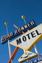 Road Runner Motel sign on historic Route 66 in Gallup, New Mexico