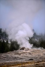 Old Faithful geyser in Upper Geyser Basin, Yellowstone National Park