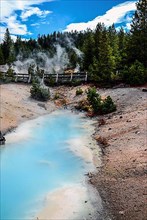 Young woman in Norris Geyser Basin, Yellowstone National Park