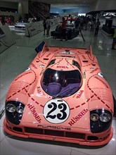 Historic racing car Porsche 917 Coupe from 1971 No. 23 with nickname Sau, Porsche Museum