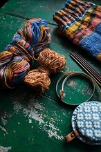 Handwork, knitting socks with knitting needles