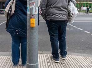 Touch sensor for pedestrians on a traffic light pole, Berlin