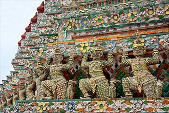 Wat Arun's Guardian Figures in Bangkok, Thailand