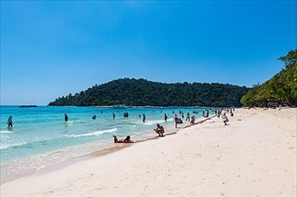 Sailing boat in the waters of Koh Rok, Mu Ko Lanta National Park