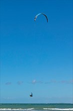 Kitesurfer jumps off Graswarder peninsula, Heiligenhafen