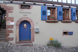 Facade of the half-timbered house Armenhaus built in 1766 in Schlossbergstrasse, Schiltach