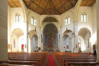 Interior view of the neo-Romanesque St. John the Baptist Church in Todtnau, Southern Black Forest
