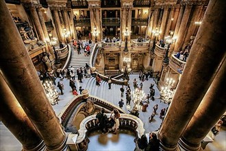 Staircase in the Opera Garnier at the Palais Garnier, Paris