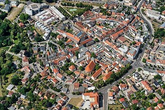 Aerial view of Senftenberg, city