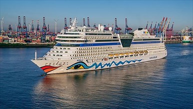 Cruise ship AidaSol on the Elbe in the Port of Hamburg, Hamburg