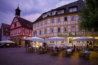 Restaurants in front of historic town hall, market place