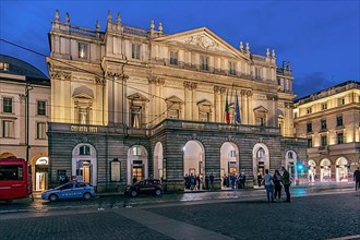 Milan's Scala, Teatro alla Scala at Piazza della Scala at dusk