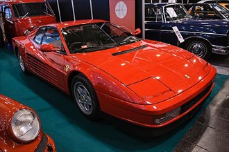 Sports car Ferrari Testarossa with folding headlights from the 80s, Techno Classica fair