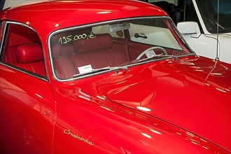 Historic classic car Porsche 356 Continental with bent windscreen, on windscreen price 195000 euro