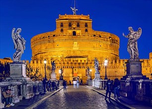 Bridge of Angels and Castel Sant'Angelo by night, Rome