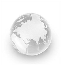 Crystal glass globe isolated on white background
