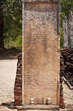 Ancient stone inscriptions in Singalese language texture. Pollonaruwa