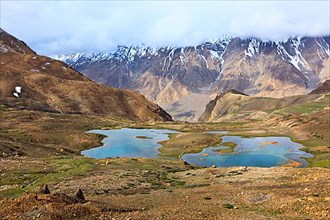 Mountain lakes in Spiti Valley in Himalayas. Himachal Pradesh