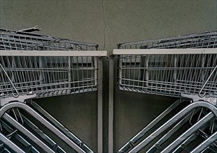 Shopping trolley in waiting position